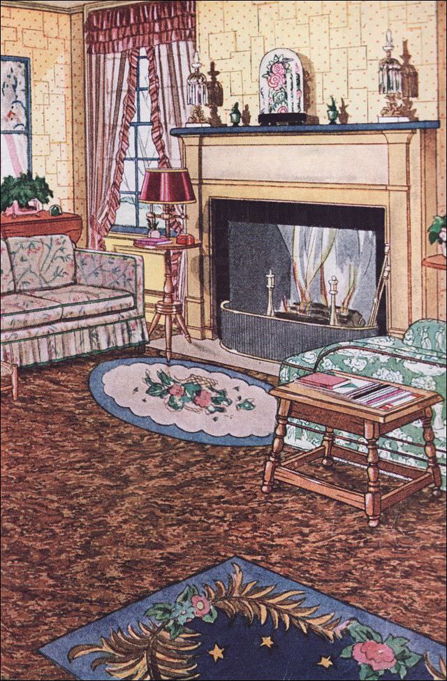 Sealex Veltone linoleum living room, 1931