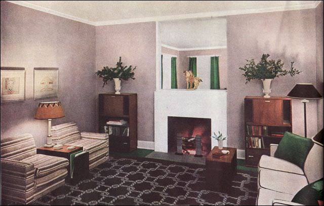 Modern living room in neutrals, 1935