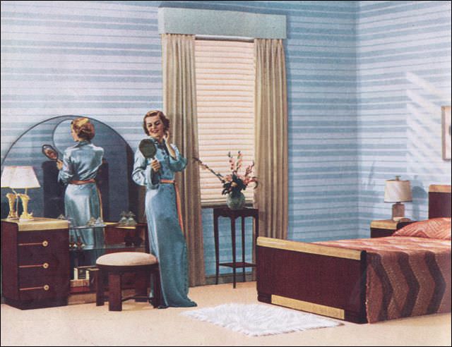 Art deco blue bedroom, 1937