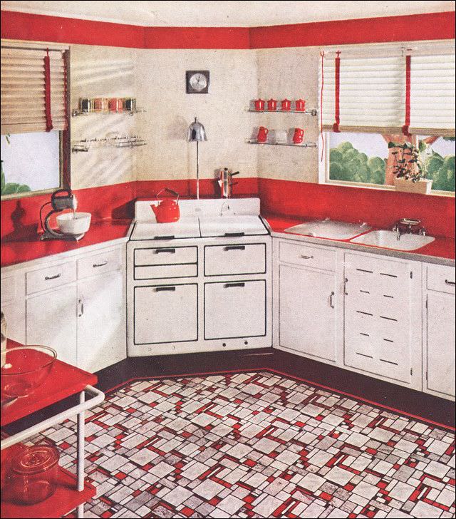 Sealex red & white kitchen, 1937