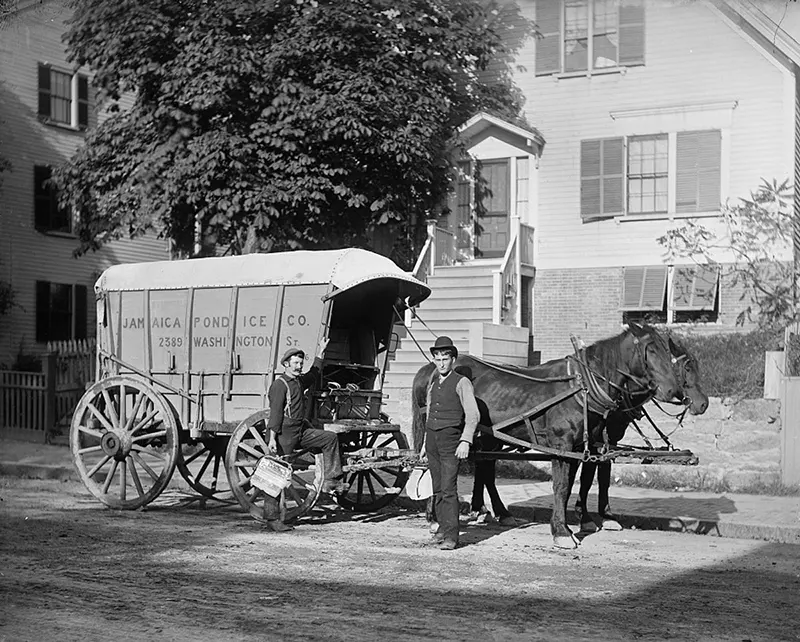 Two icemen make a delivery in Boston.