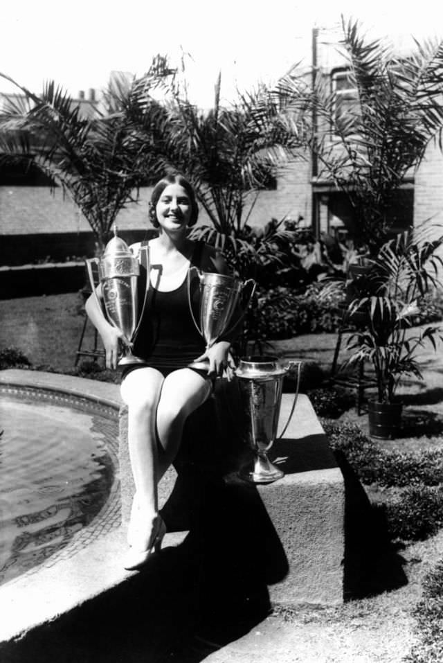 Norma Smallwood, Miss America 1926, Posing with Trophies, 1926