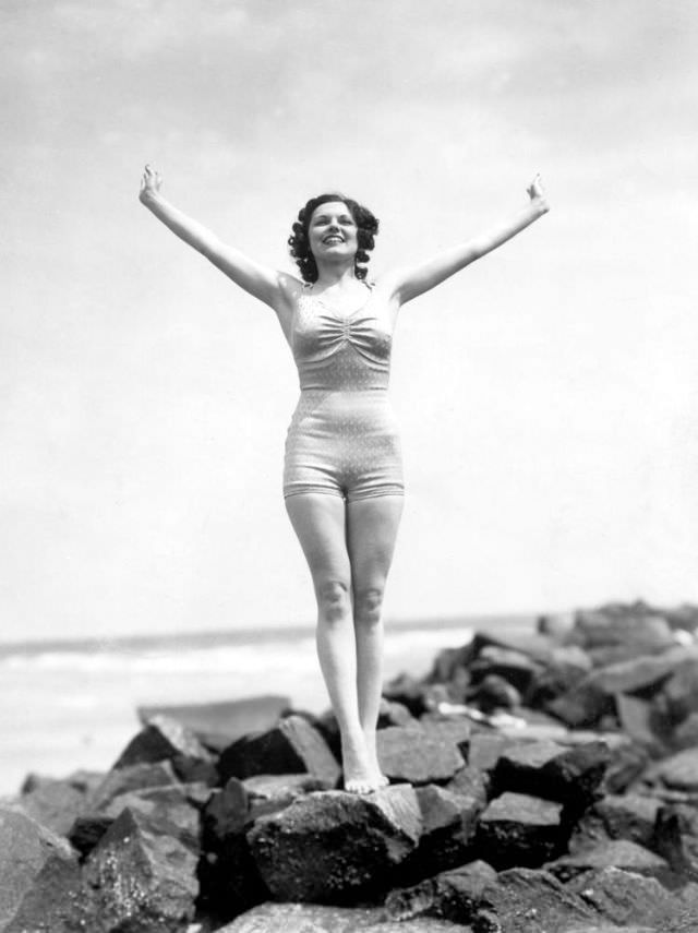 Rose Veronica Coyle, Miss America 1936, at Seaside Location, 1936