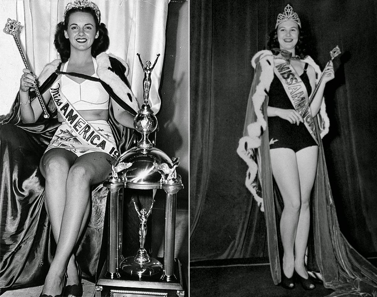 Barbara Jo Walker and France Burke, Miss America Winners of 1947 and 1940, Showing off Capes and Wands, 1940