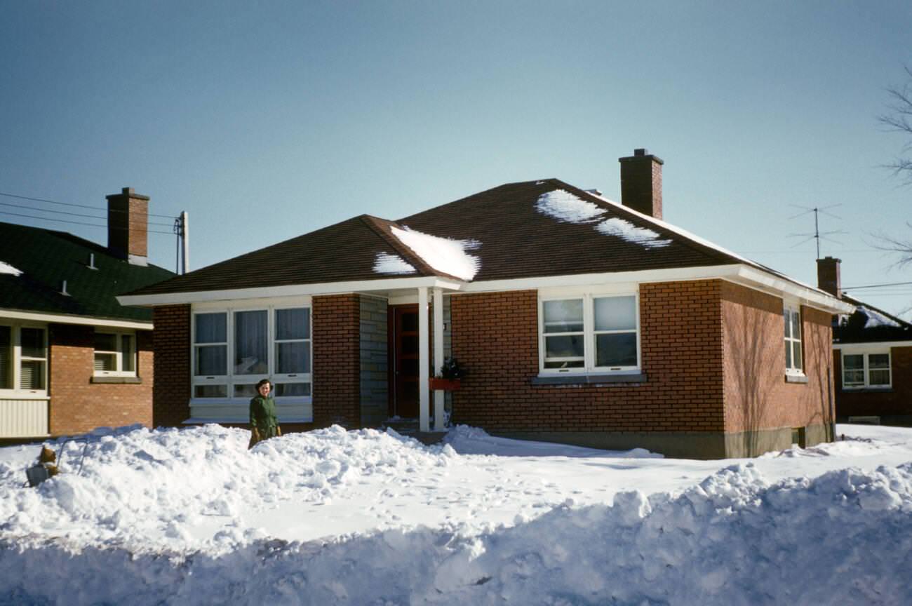 A smart new bungalow in the Canadian snow, Montreal 1956