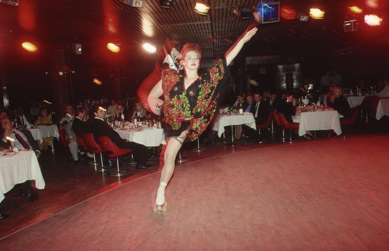 Russian Roller Skater Entertains at Banquet, 1987
