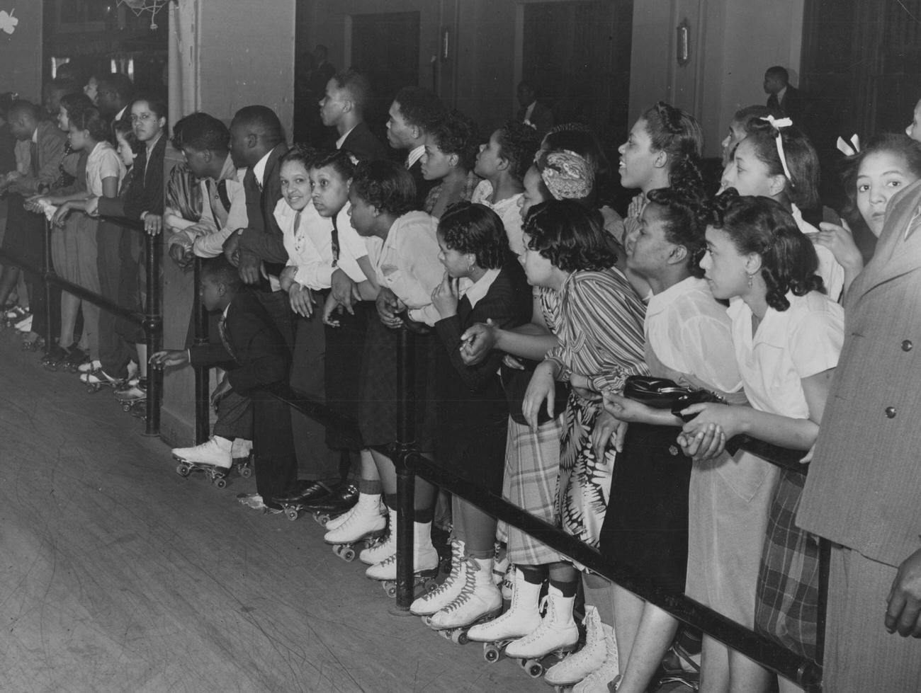 African-American Children on Skates at an Event, Chicago, Illinois, 1935.