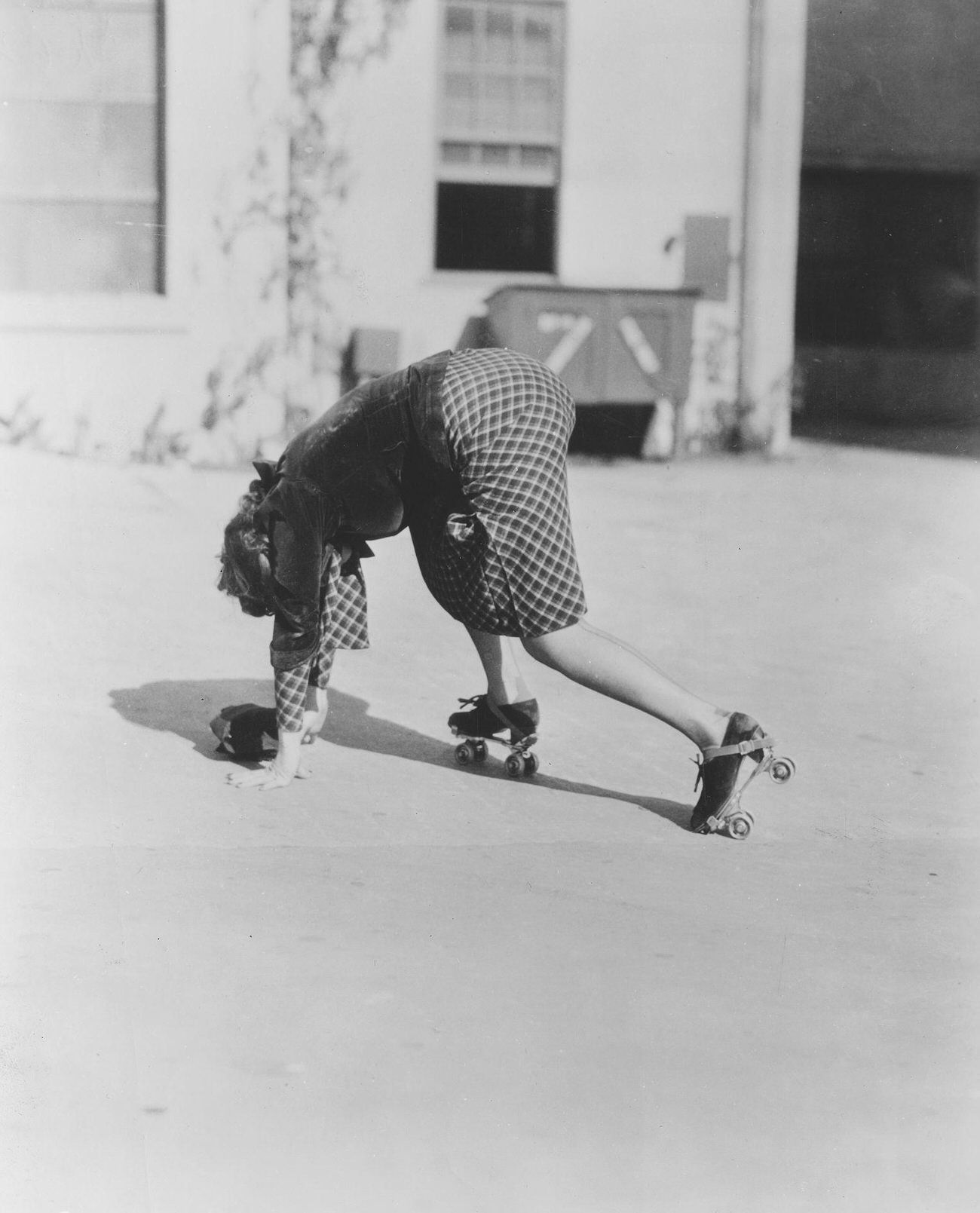Actress Martha Raye on Roller Skates.
