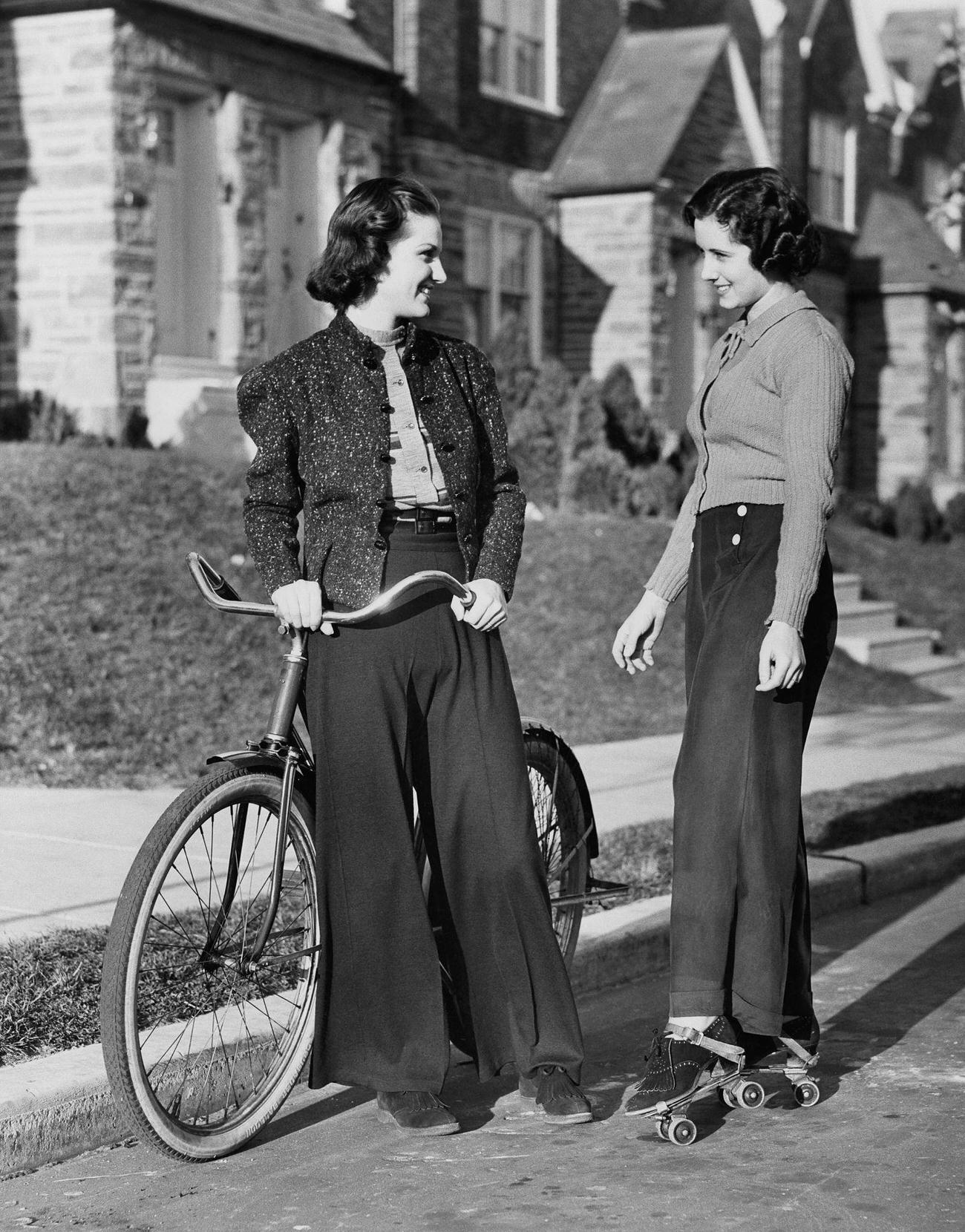 Women Talking on a Street.