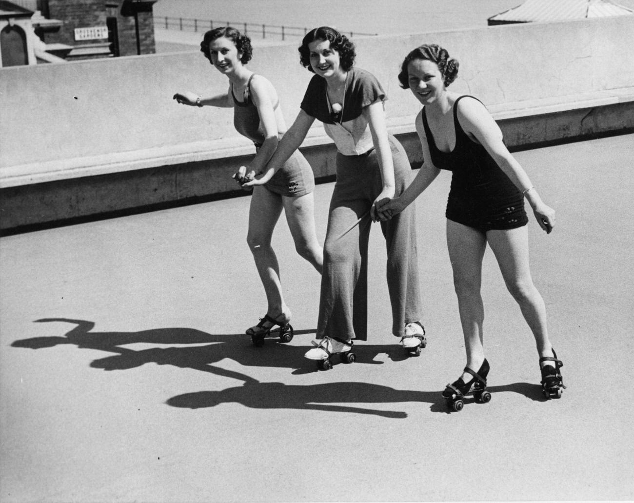 Women Roller Skating on the Hastings Front, 1937.