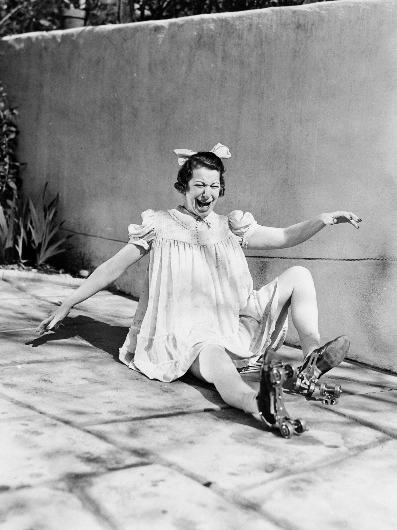 Fanny Brice as Baby Snooks After a Roller Skating Fall.