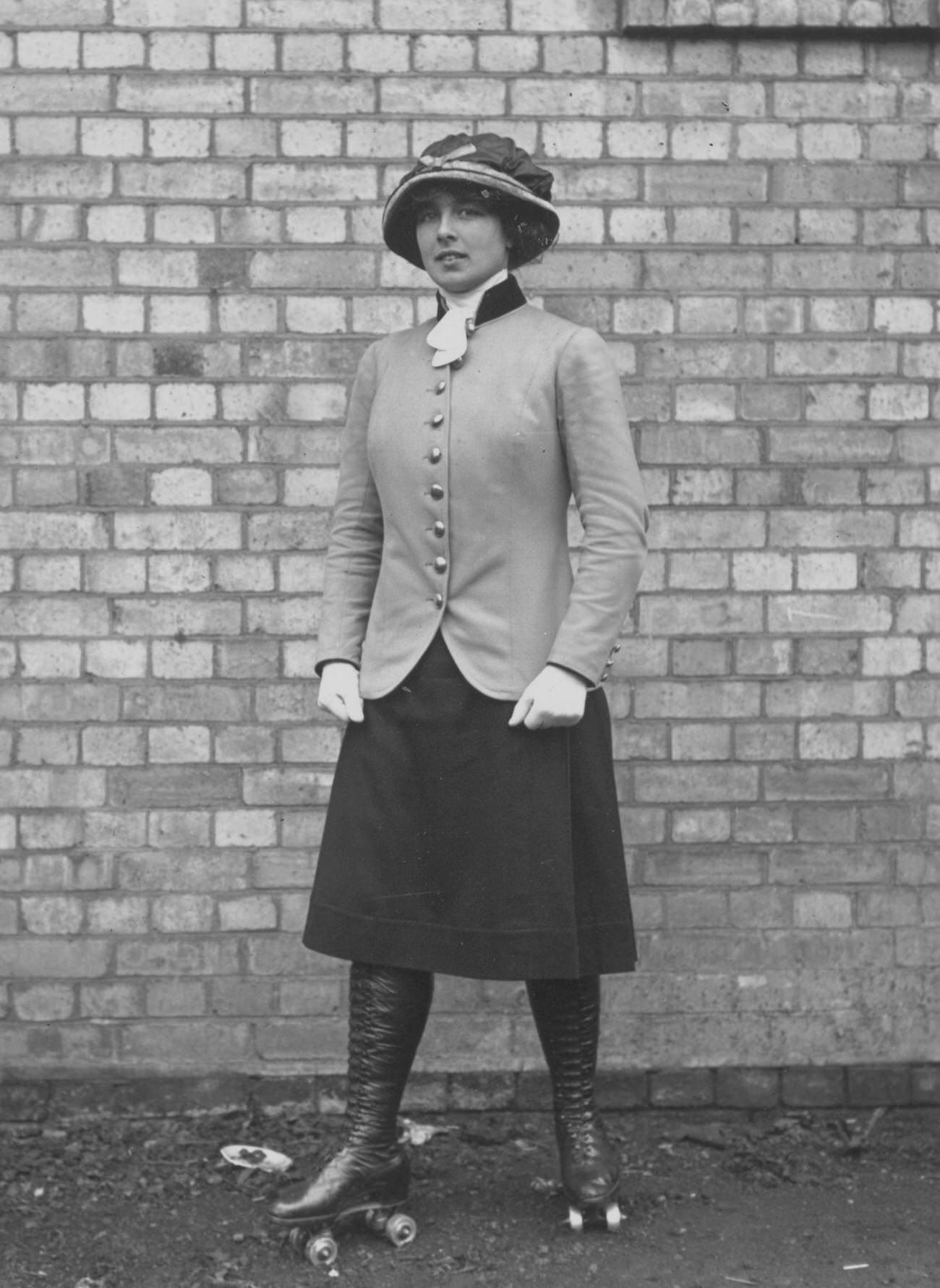 Floor Girl at Olympia Skating Club in Holland Park Rink, London, 1912.