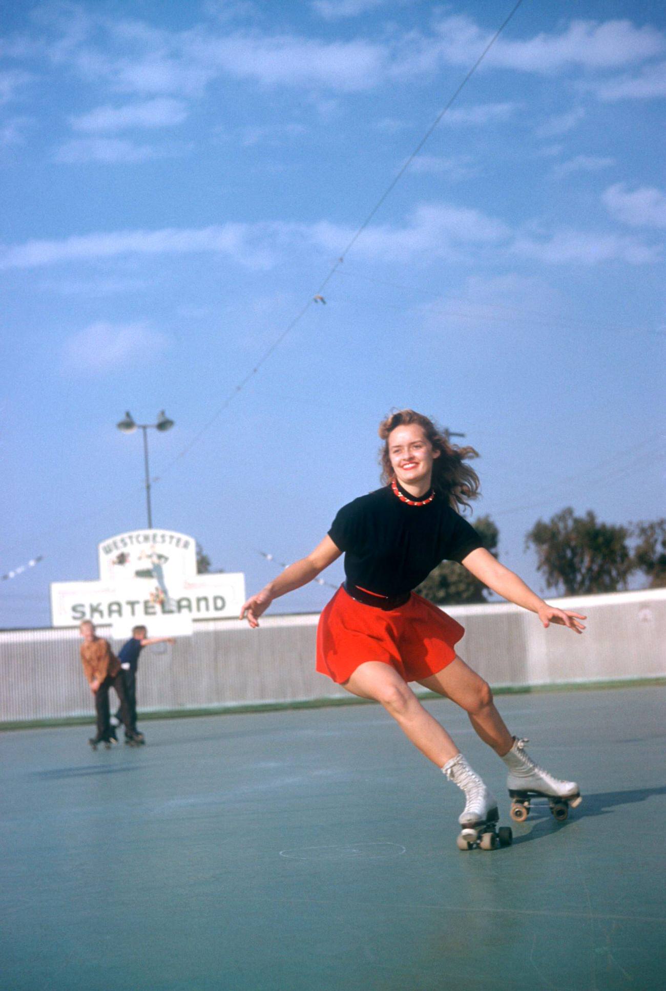 Gloria Roller Skating at Westchester SkateLand, Westchester, NY, 1954
