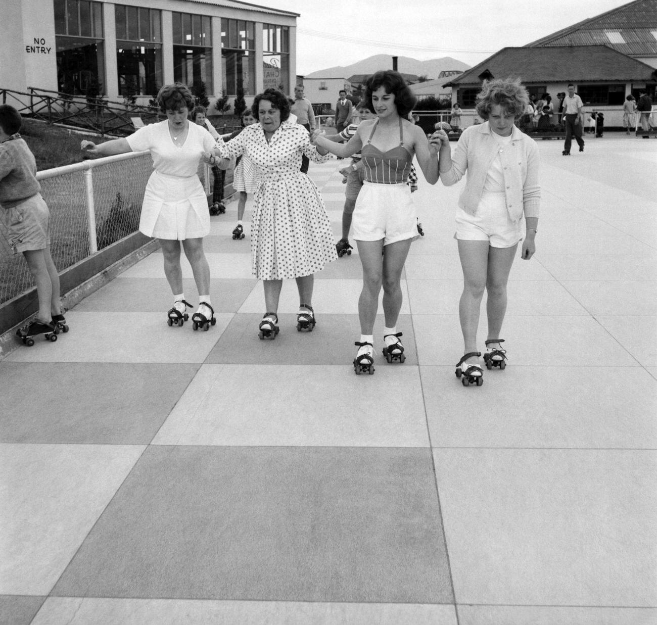 Nellie McGrail Enjoys Roller Skating During Butlins Holiday, Pwllheli, North Wales, 1960