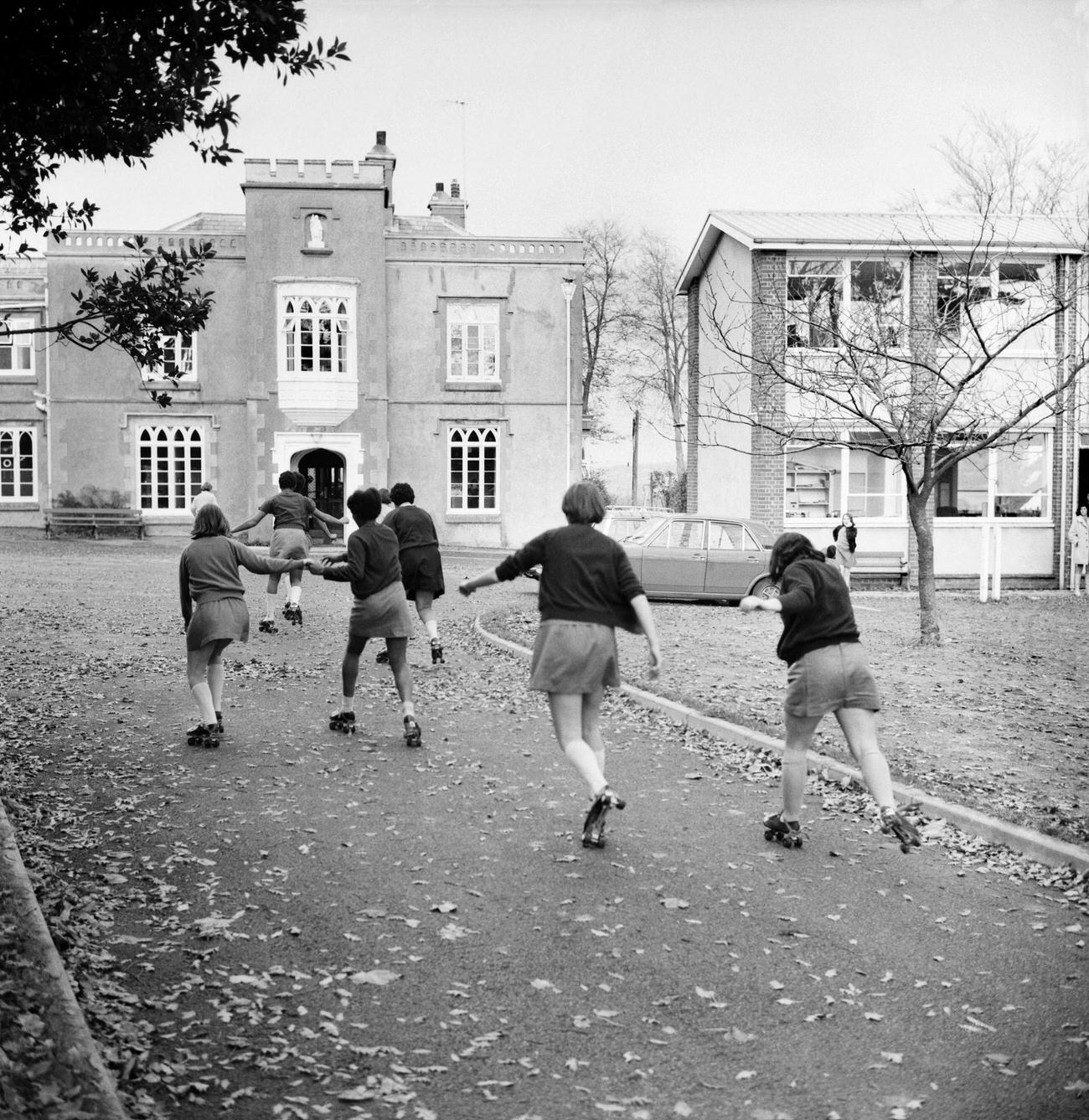 Girls Enjoy Roller Skating During Free Periods, 1969