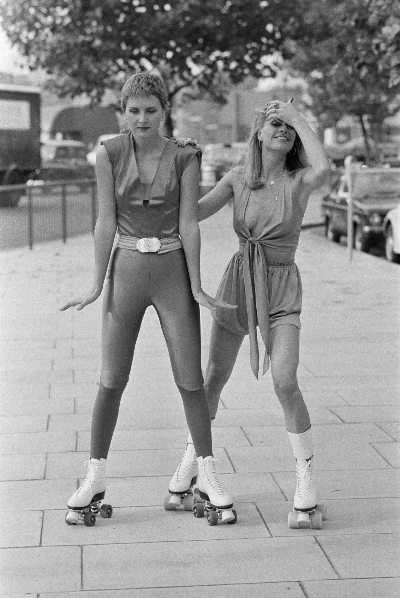 Denise Crosby and Candy Moore Roller Skating in London, 1978