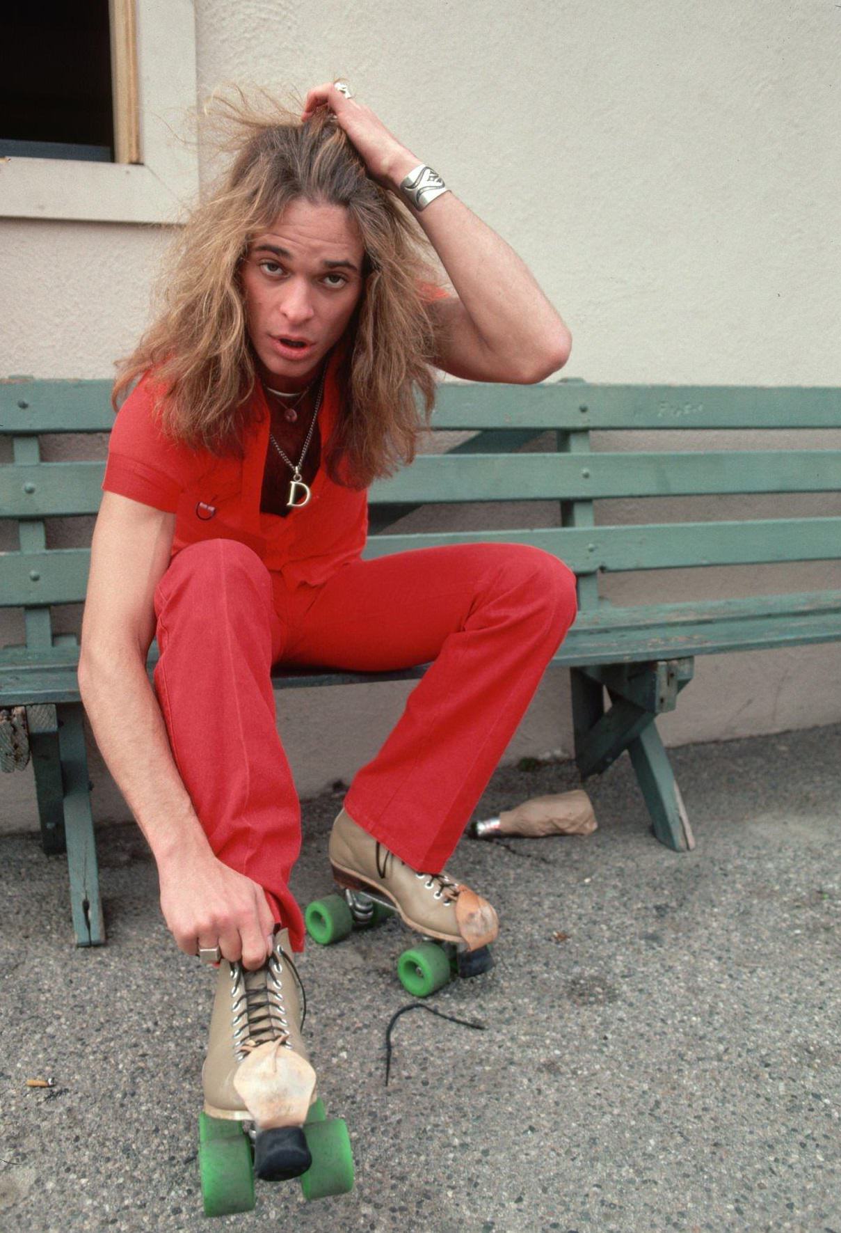 David Lee Roth Ties on Rollerskates, 1979