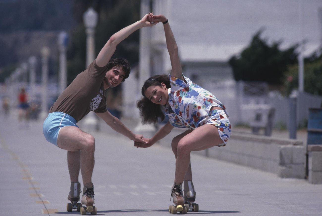 Randy Gardner and Tai Babilonia Try Roller Skating, 1979