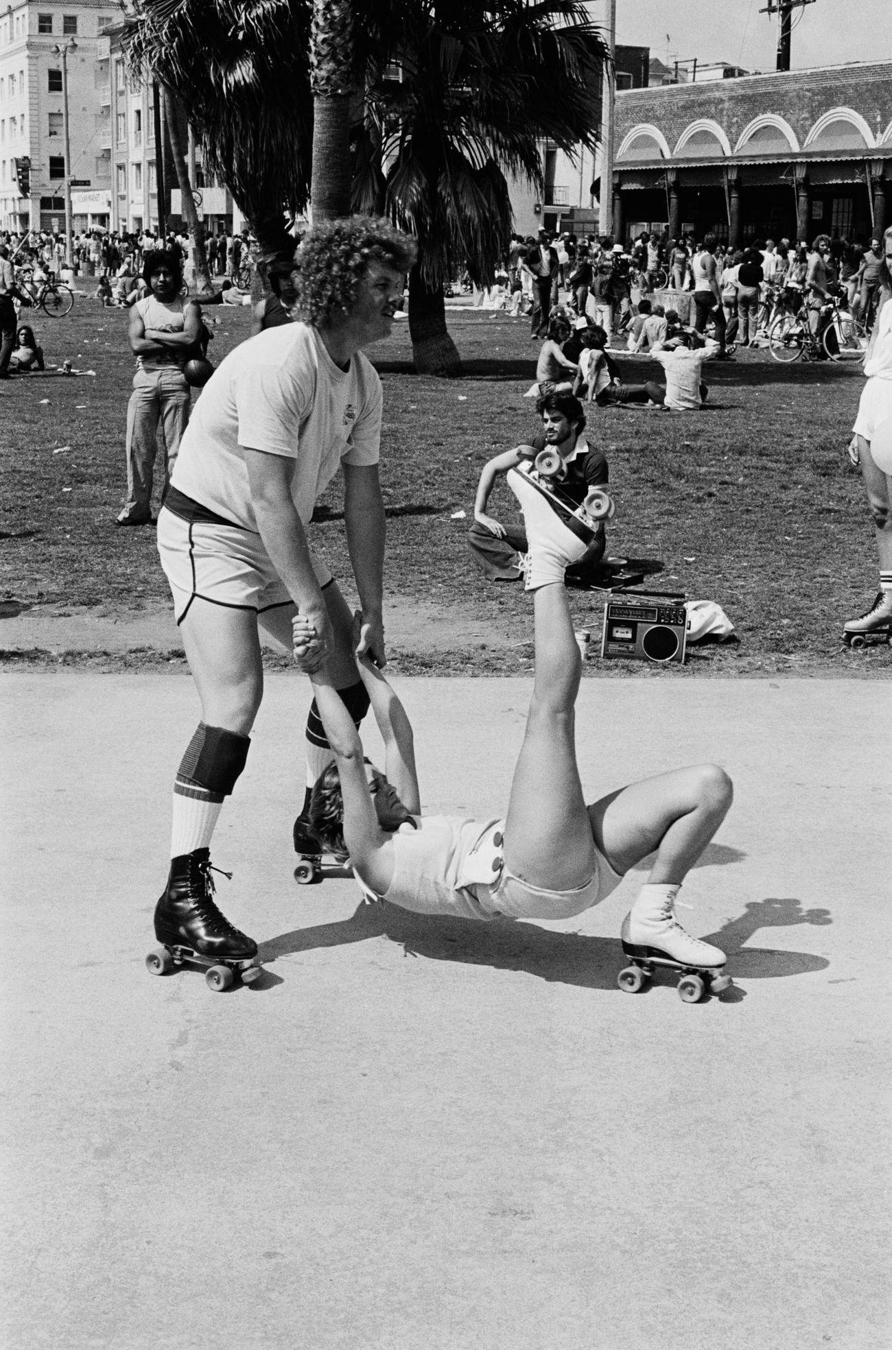 Duo Skates on Venice Beach, Los Angeles, 1980