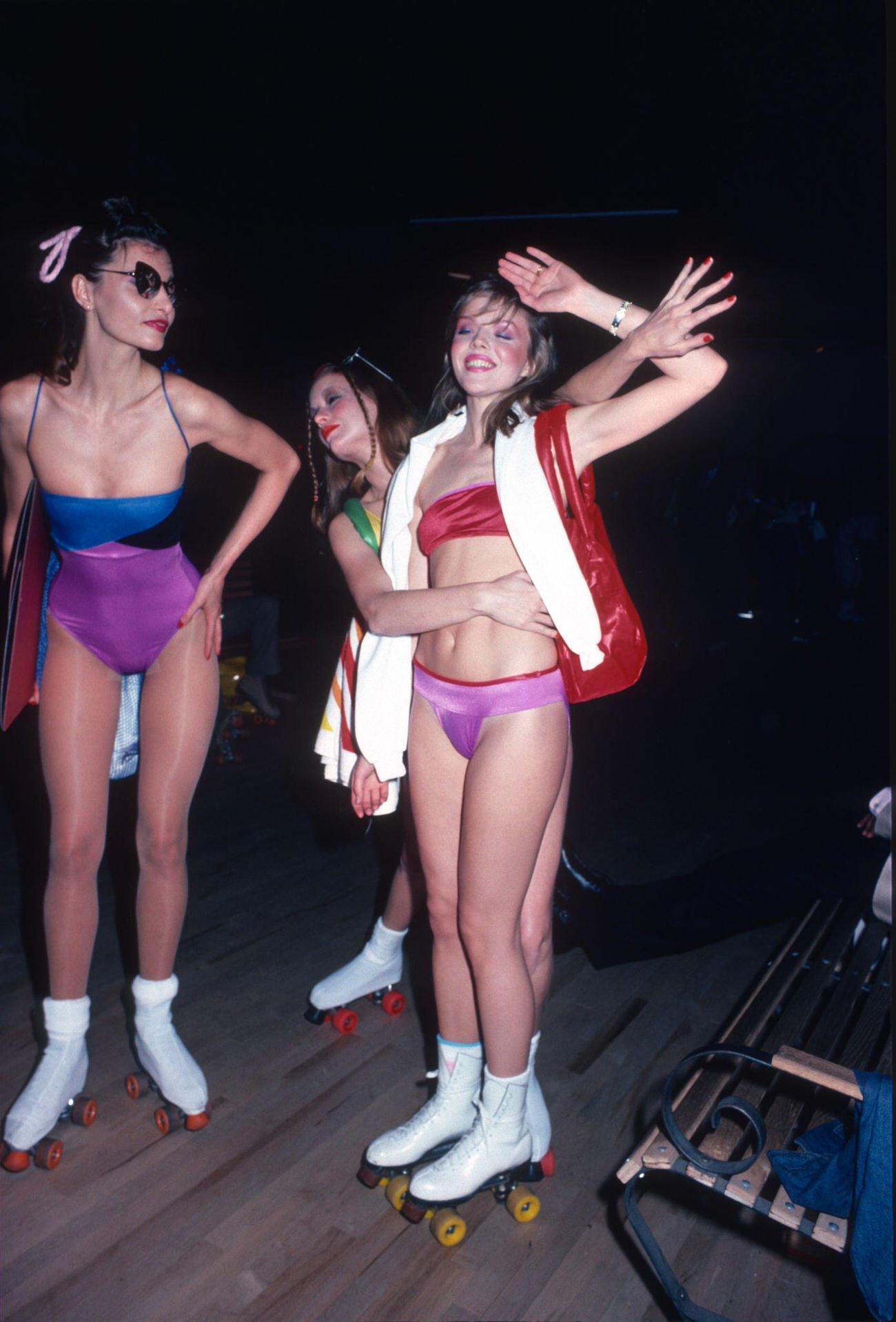 Trio in Spandex at Roxy Roller Disco, New York, 1980