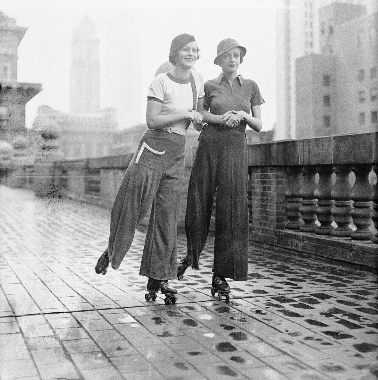 Theresa Townsend and Joan Hamilton in Roller Skating Costumes, New York.