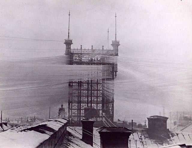 Stockholm’s Telefontornet Connecting 5000 Telephone Lines, 1890