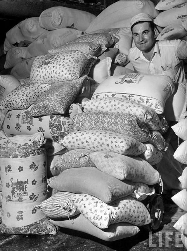 Flour Mills Use Flowered Fabric for Sacks, 1939