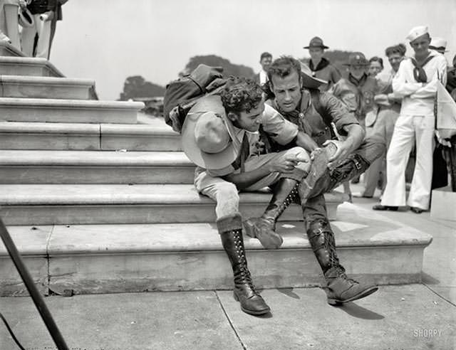 Boy Scouts After 8,000-Mile Hike to First Jamboree, 1920