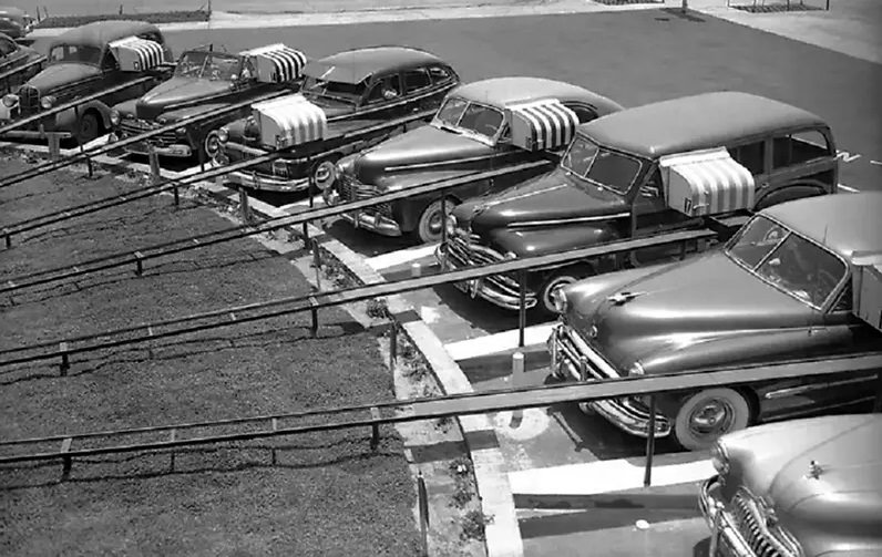 The 'Motormat' Drive-In's Innovative Food Tray Rails from the 1950s