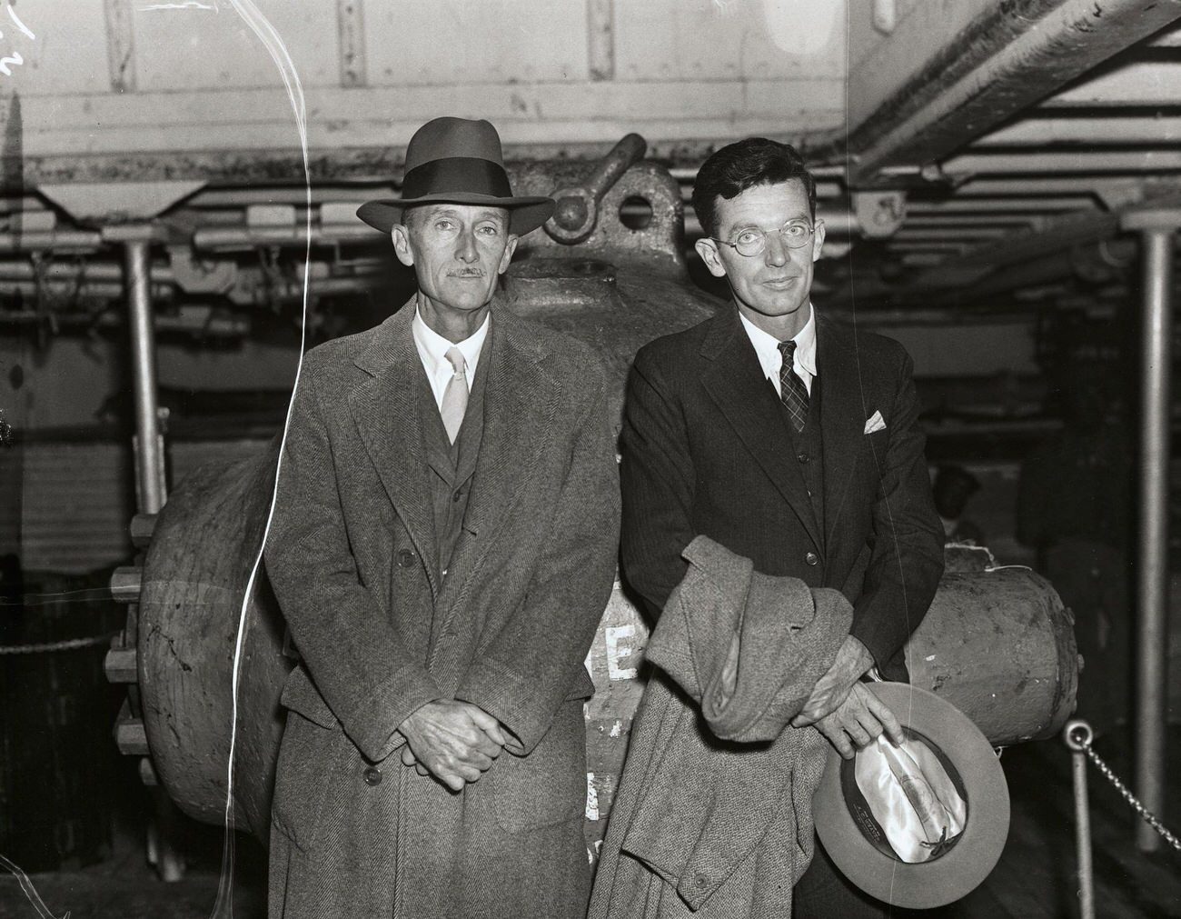 William Beebe and J. Tee-Van returning to New York after a record dive off Bermuda.