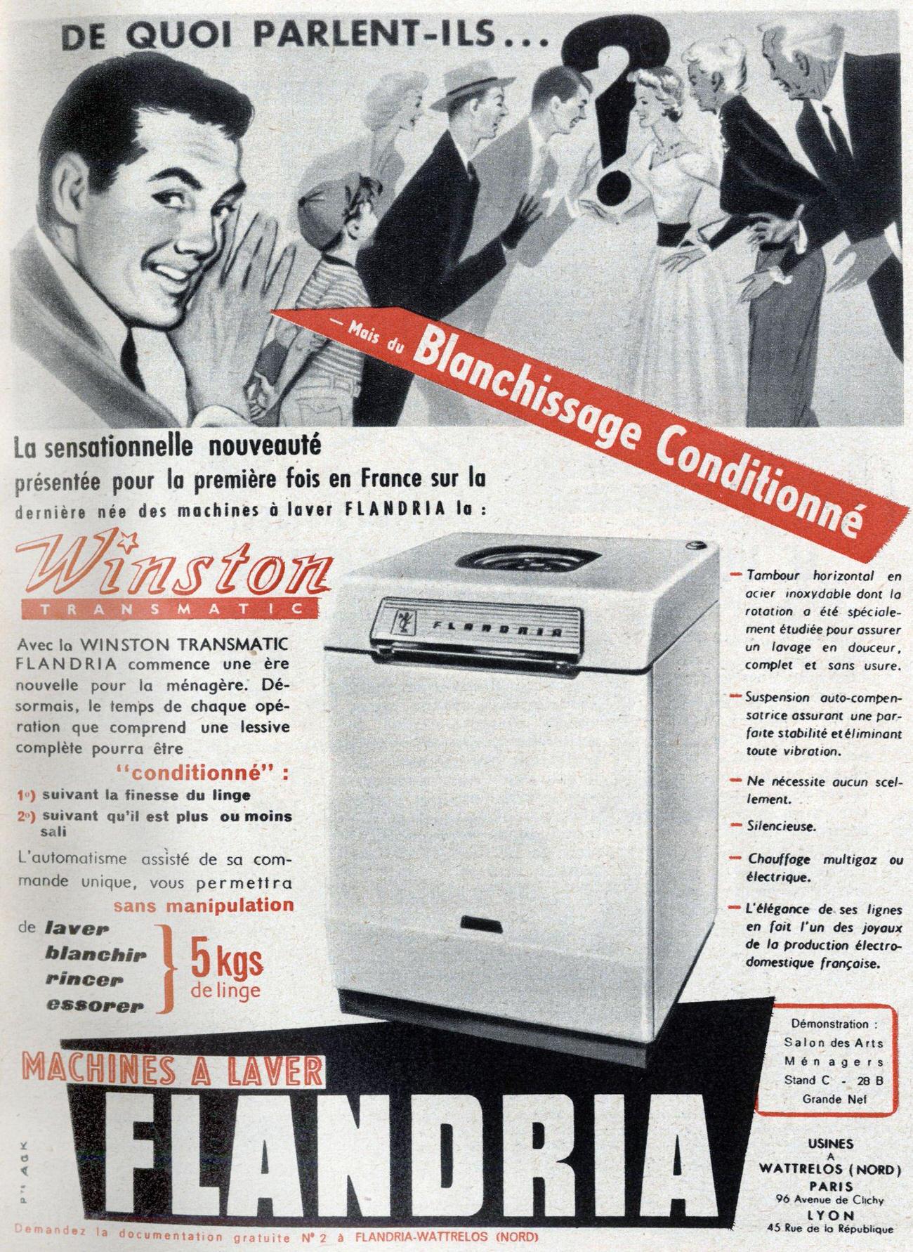 Flandria washing machine advertisement, 1958.