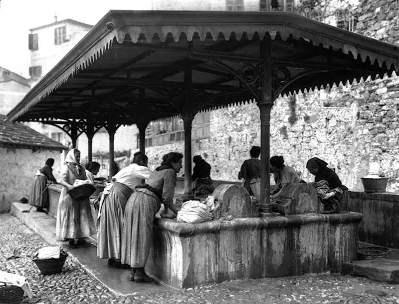 Washhouse in Sanremo, Italy, circa 1900s.