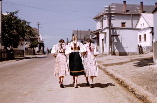 Slovak women in traditional dress, Tatra Mountains, July 1958.