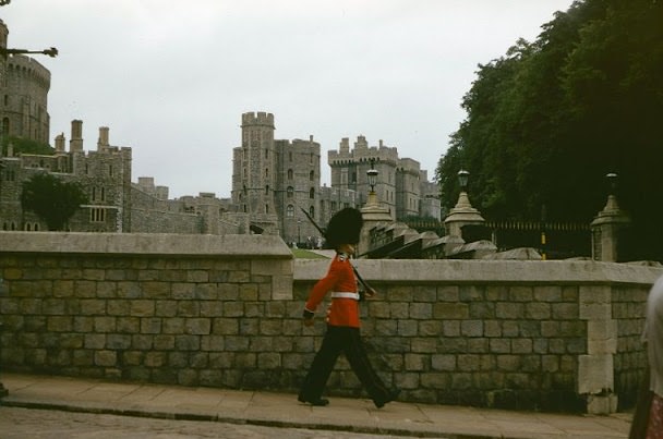 Queen's Guard at Windsor Castle, Windsor, August 1958.