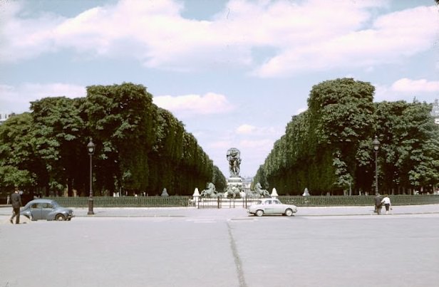 Fountain of the Observatory, Jardin Marco Polo, Paris, July 1958.