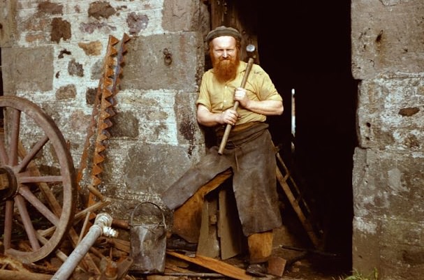 Alexander Redford, blacksmith, Glendoick, August 1958.