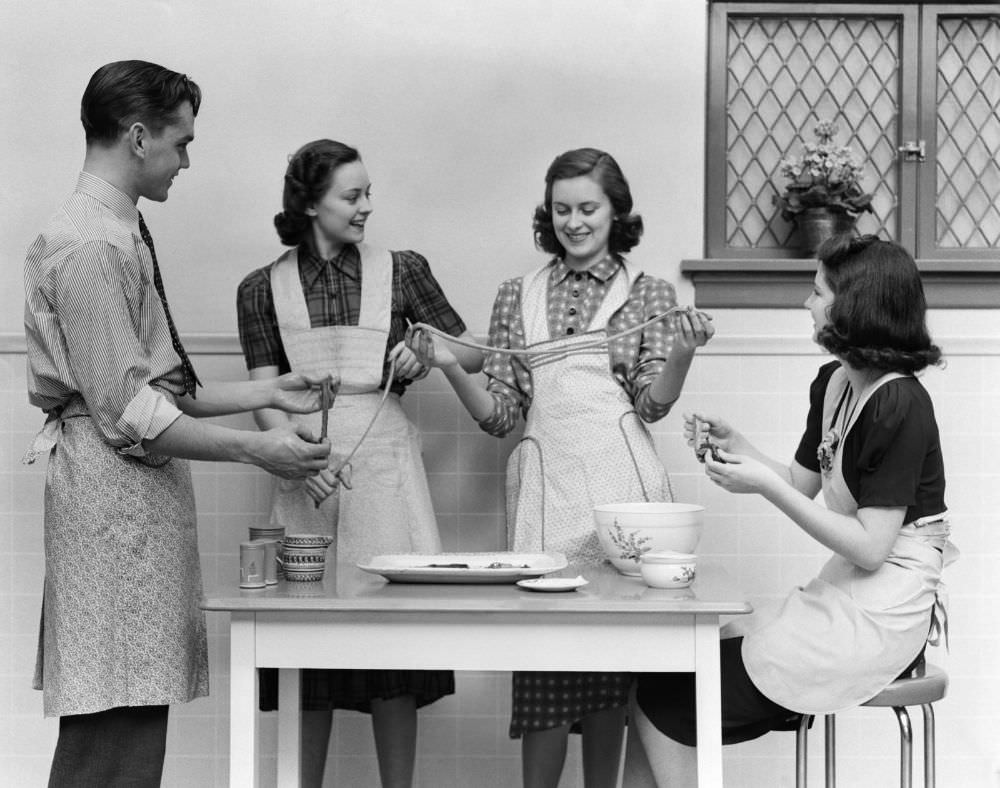 Historical Photos of Girls in Home Economics Classes from the 1920s to 1930s.