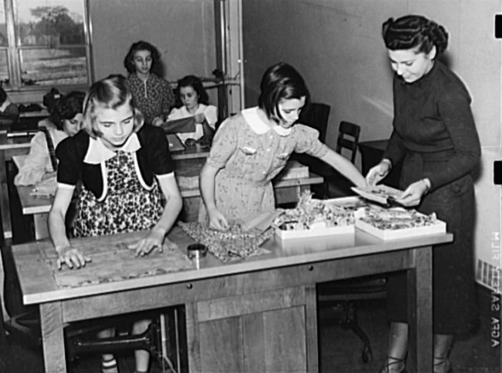 Historical Photos of Girls in Home Economics Classes from the 1920s to 1930s.