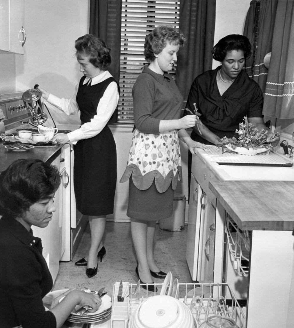 Historical Photos of Girls in Home Economics Classes from the 1920s to 1930s.