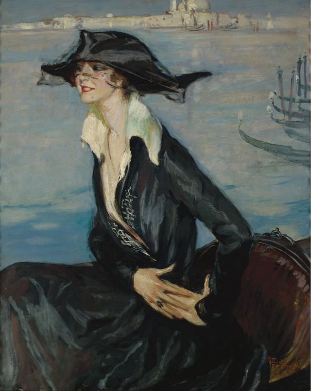 Woman in Black, Venice, 1919