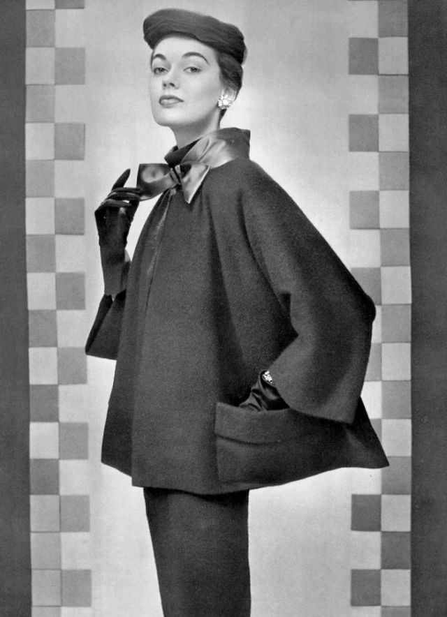 Joan Whelan in Madeleine de Rauch's wool jacket, 1953.
