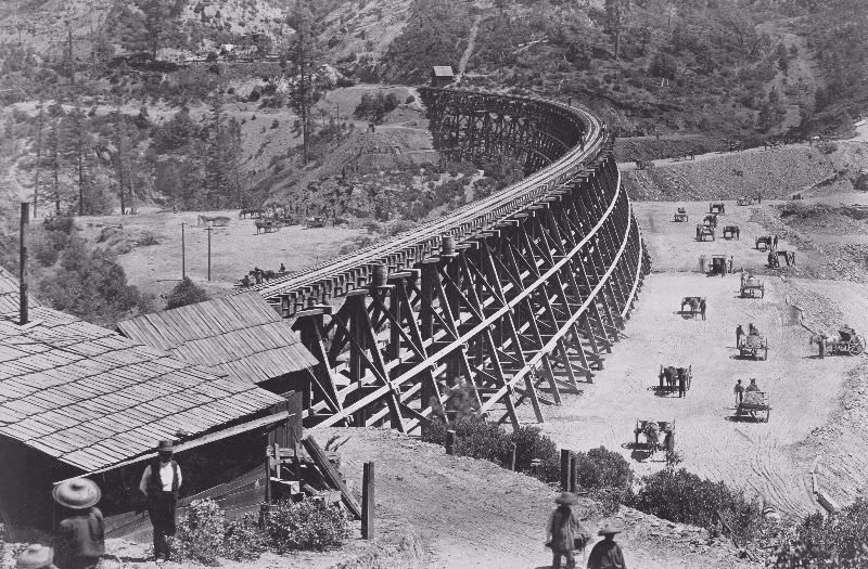 Trestle in Central Pacific Railroad, circa 1869.