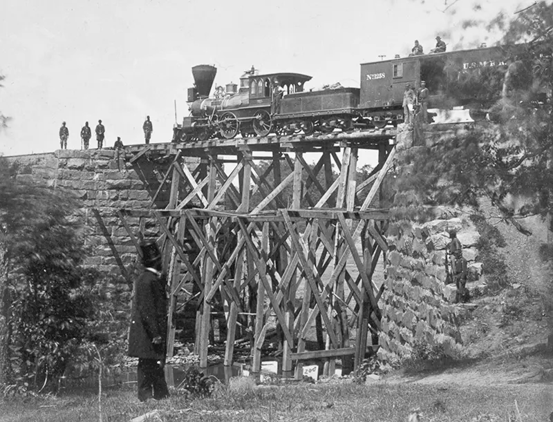Trestle bridge on the Orange & Alexandria Railroad, Virginia.
