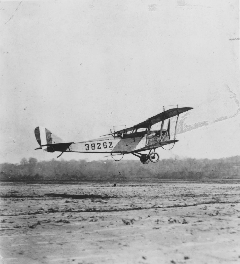 U.S. airmail plane during takeoff, 1918.
