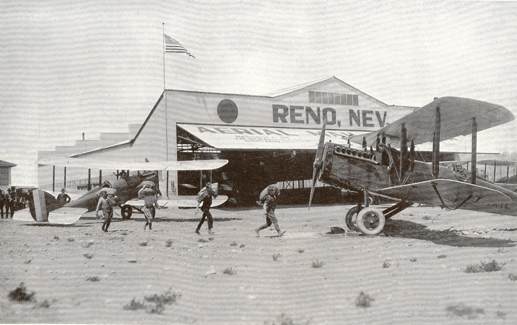 Airmail planes at Reno, Nevada, 1920.