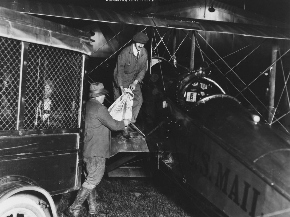 Unloading Airmail in Omaha, Nebraska, July 1, 1924.