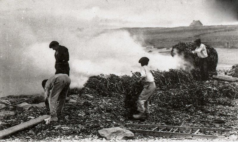 Seaweed burners in Le Conquet.