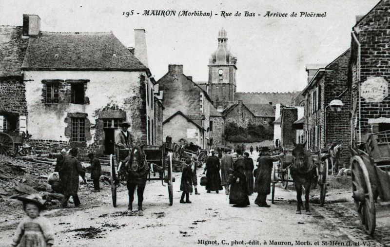 Breton peasants in the streets of Mauron.