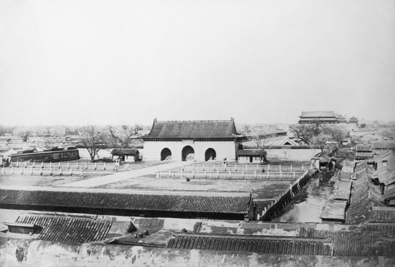 The main entrance to the Imperial Palace or Forbidden City in Beijing, 1869.