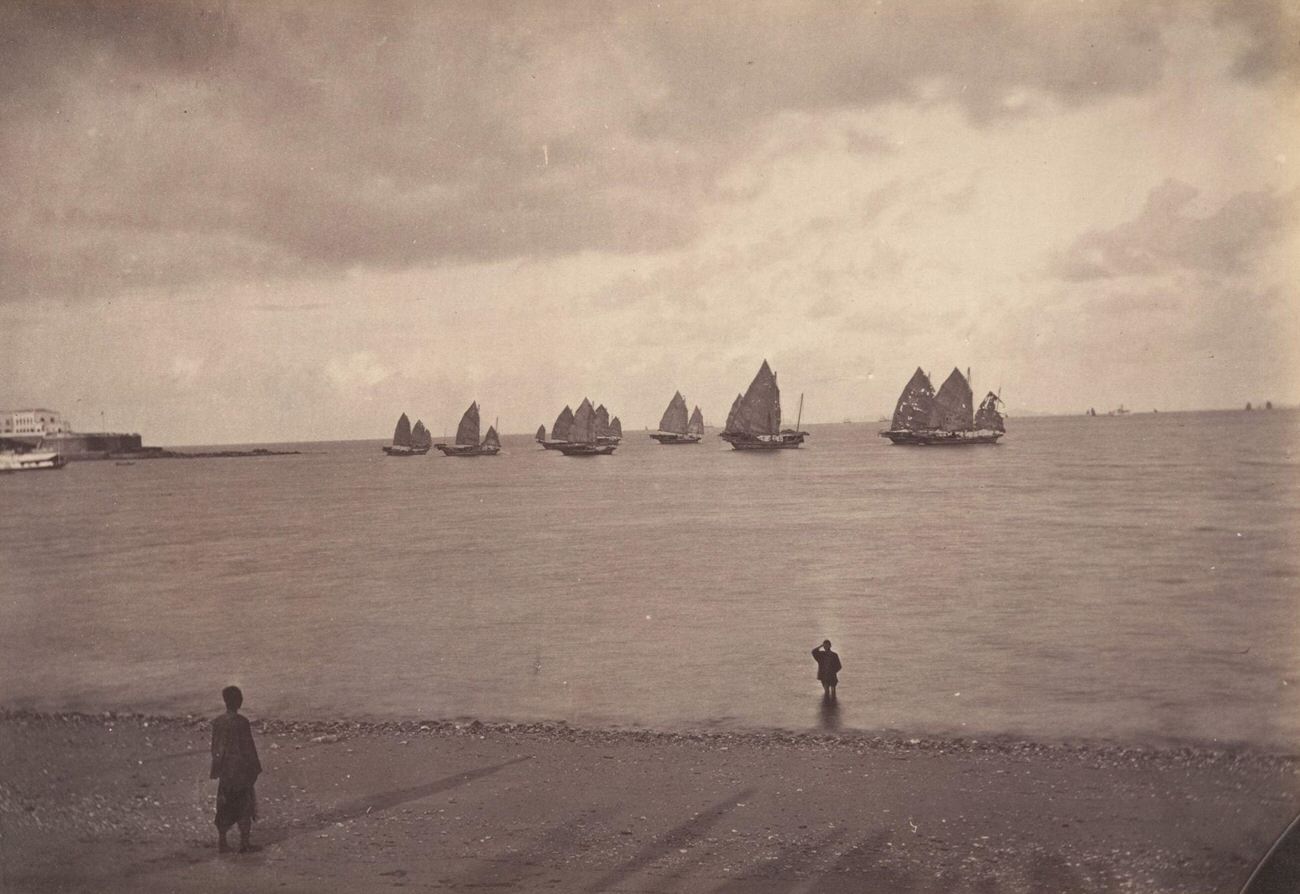 Fishing Boats going out of Macao, 1869